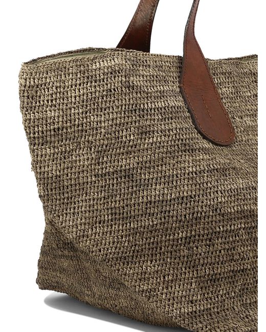 IBELIV Brown Tokyo Iidark Tea Raffia Handbag