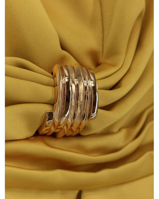 Elisabetta Franchi Yellow Satin Mini Dress