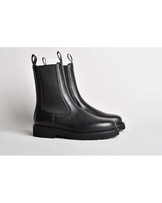 Henderson Black Leather Ankle Boots for men