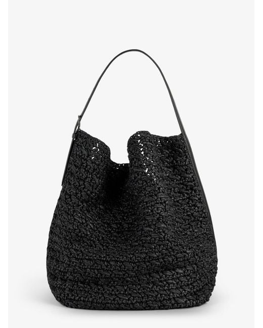 Totême Black Raffia Shoulder Bag