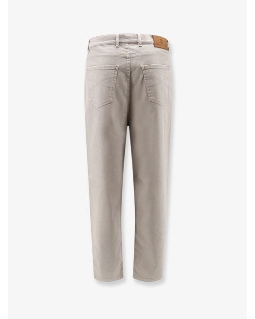 Brunello Cucinelli Gray Stretch Canvas Trousers for men