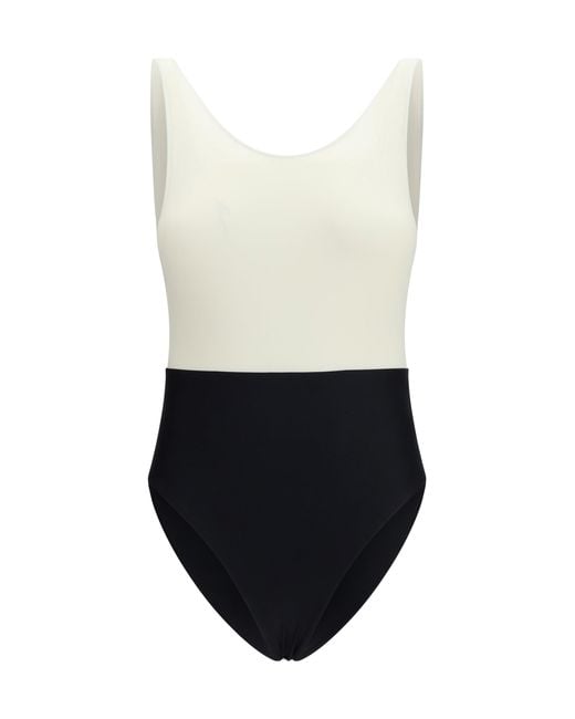 AMI White Nylon One-Piece Swimsuit