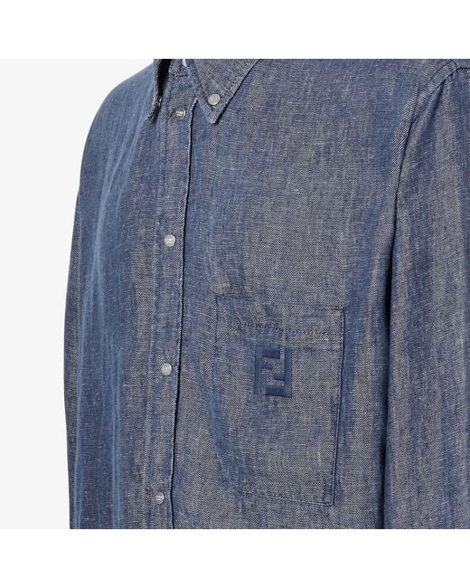 Fendi Blue Denim Shirt for men