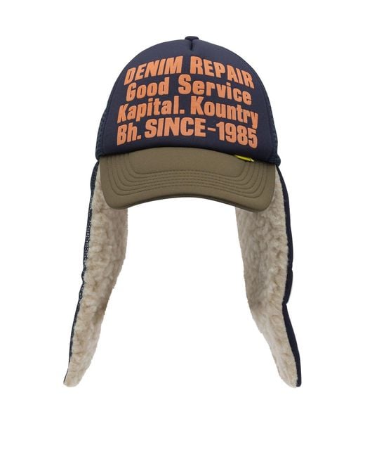 Kapital Blue Denim Repair Service Trucker Hat for men