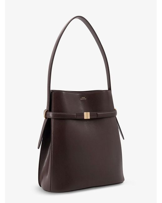 Totême Brown Leather Bucket Bag With Strap On The Front