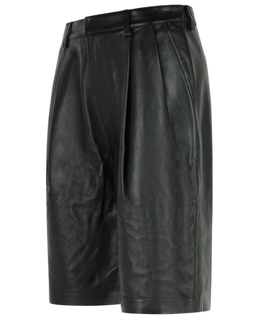 MICHAEL Michael Kors Gray Pleated Leather Bermuda Shorts