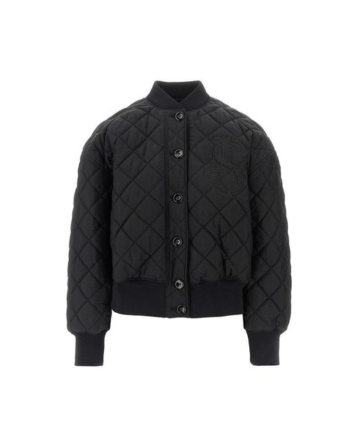 Jil Sander Black Diamond-Quilted Twill Padded Bomber Jacket