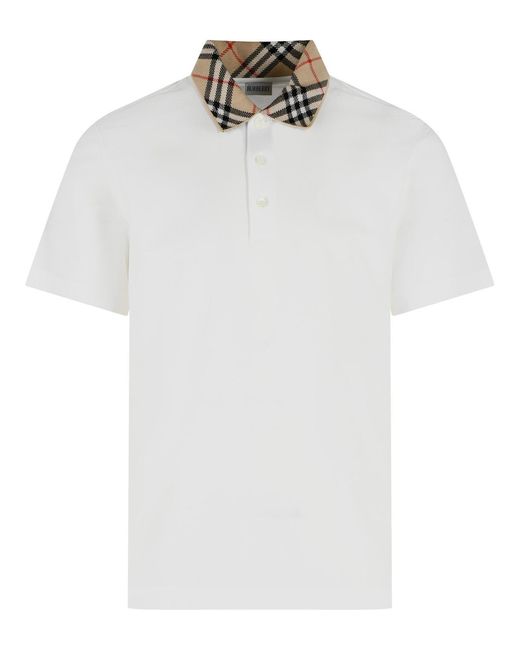 Burberry White 'Evan' Cotton Polo Shirt for men