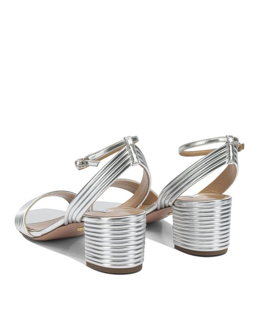 Aquazzura White Sundance Sandal 50 Mm Heeled Shoes Silver