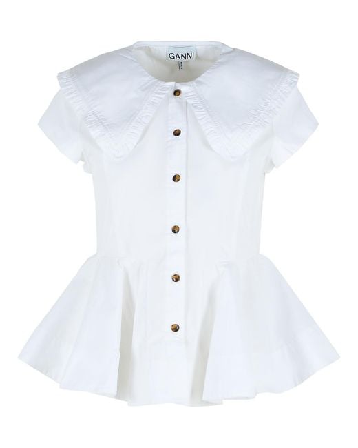 Ganni Blue Cotton Shirt