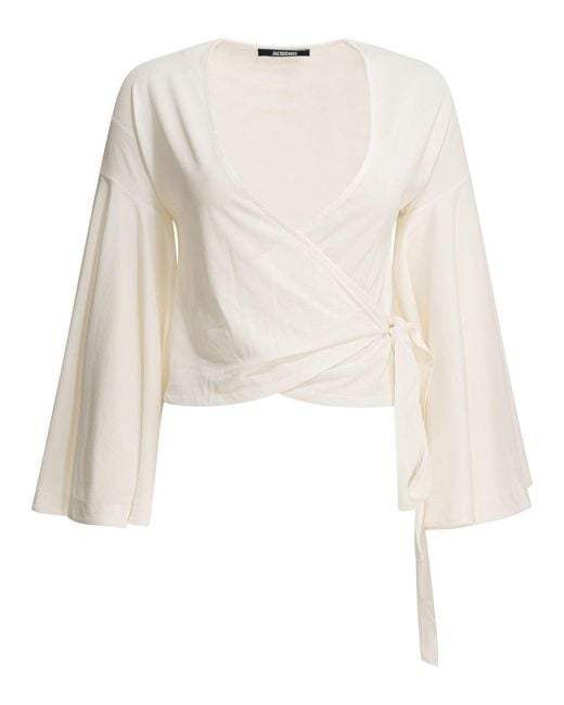 Jacquemus White Casual Wrap-Around Top