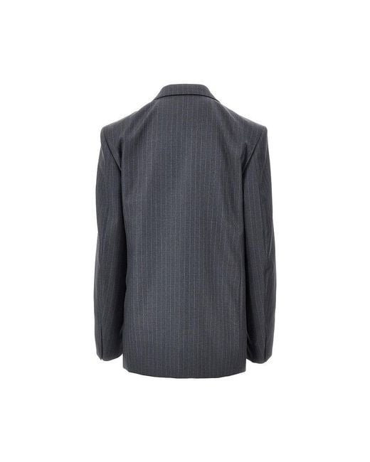 Gucci Blue Pinstriped Wool Oversized Jacket