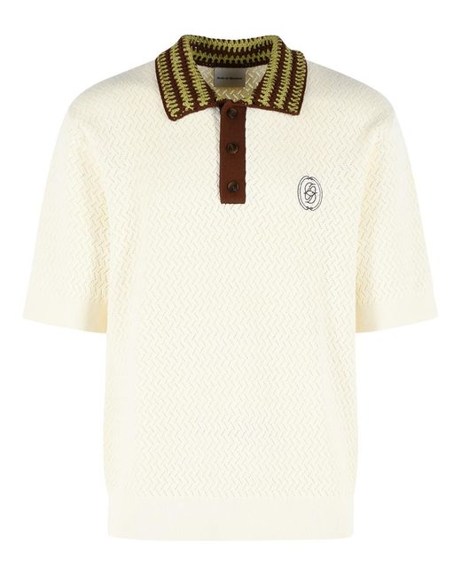 Drole de Monsieur Natural Ajouré Ivory Cotton Polo Shirt for men
