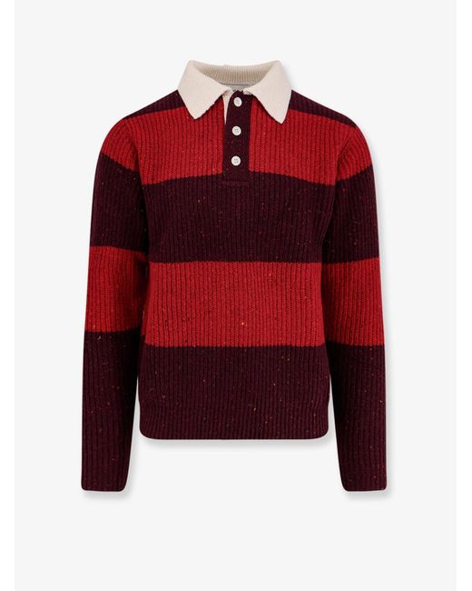 DUNST Red Chunky Rugby Sweater Wool-Blend for men
