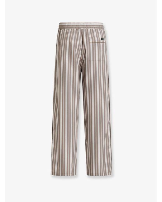 Dolce & Gabbana White Trousers Vanity Striped Cotton-Silk