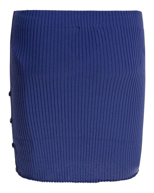 Courreges Blue Cotton And Wool Pencil Skirt