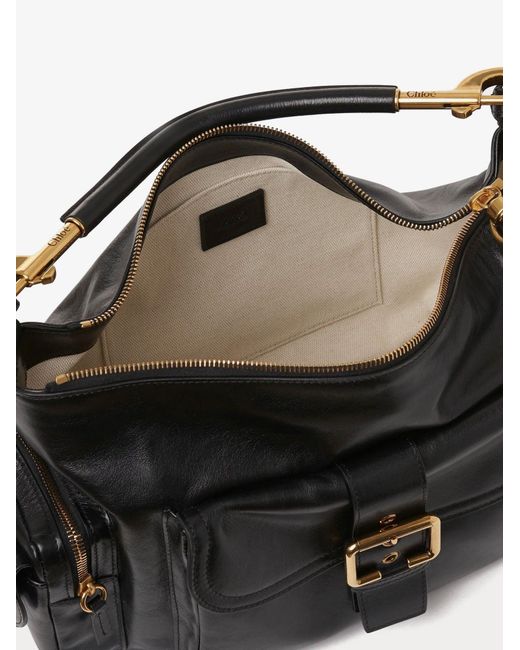 Chloé Black Carry Shiny Buffalo Leather Shoulder Bag