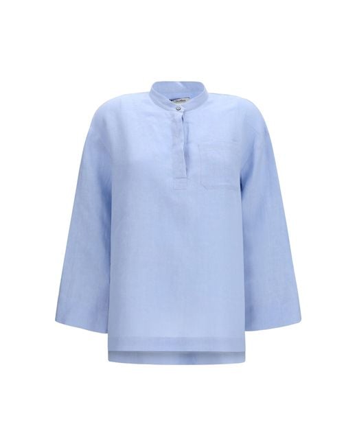 Max Mara Blue 'S Maxmara Smmcantico Linen Shirt