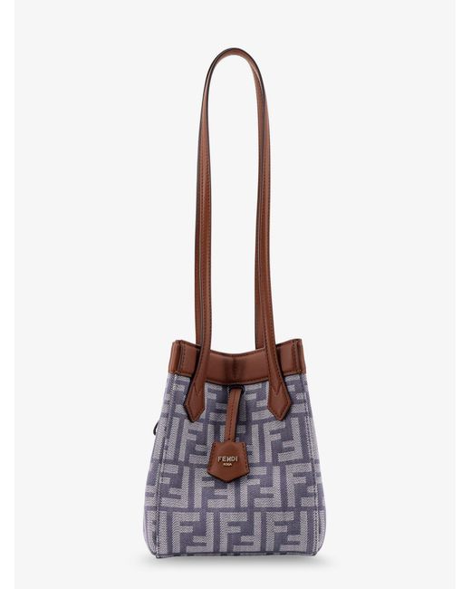 Fendi White Origami Mini Ff Jacquard Fabric And Leather Shoulder Bag