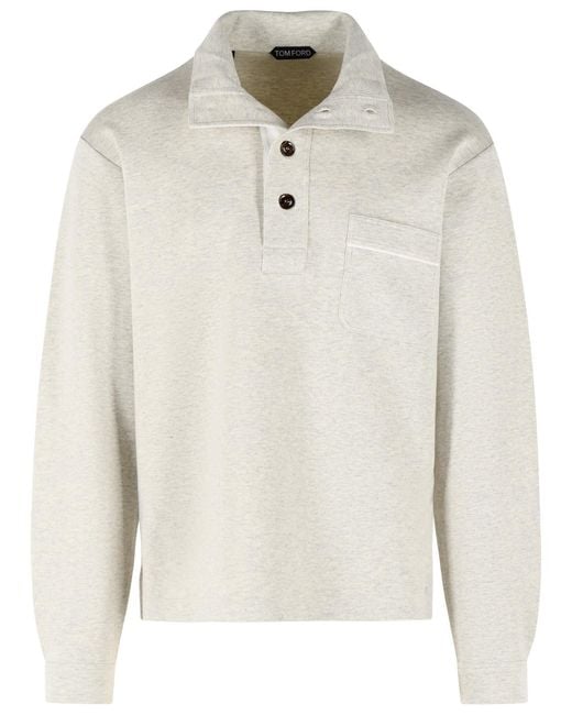 Tom Ford White Ivory Cotton Blend Sweater for men
