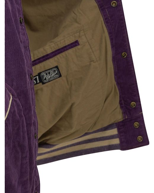 Polo Ralph Lauren Purple Velvet Bomber Jacket With Logo for men