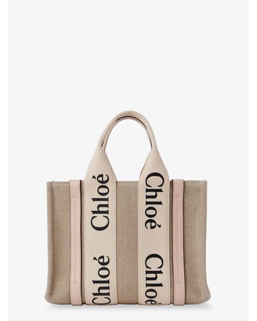 Chloé Natural Woody Linen And Leather Crossbody Bag