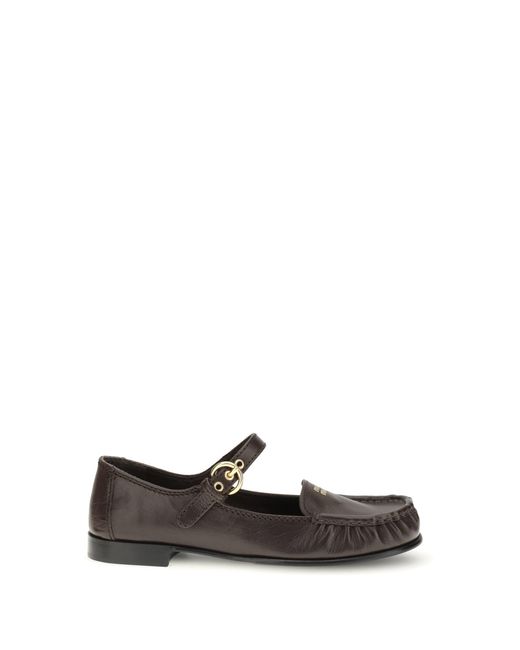 Miu Miu White Buckled Leather Loafers