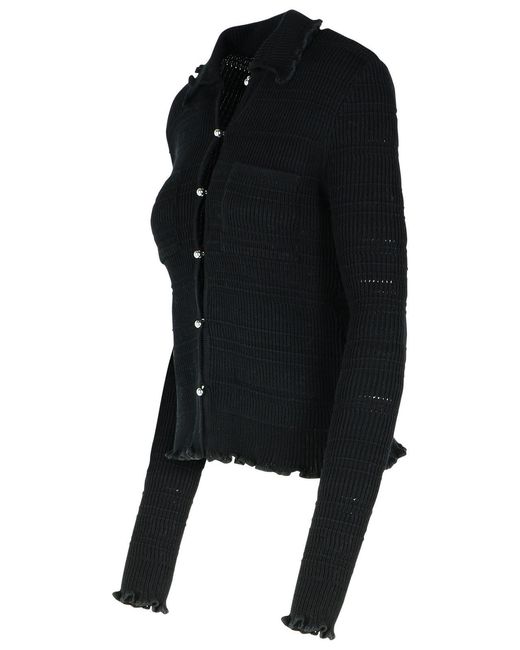 Lanvin Black 'Ribbed' Cotton Cardigan