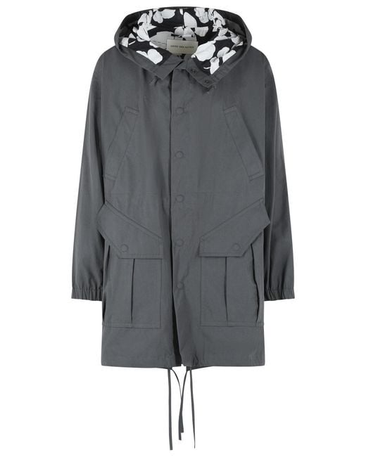Dries Van Noten Gray 'Voxer' Cotton Parka for men