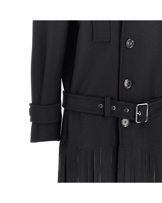 Pinko Black Fringed Oversized Cloth Coat