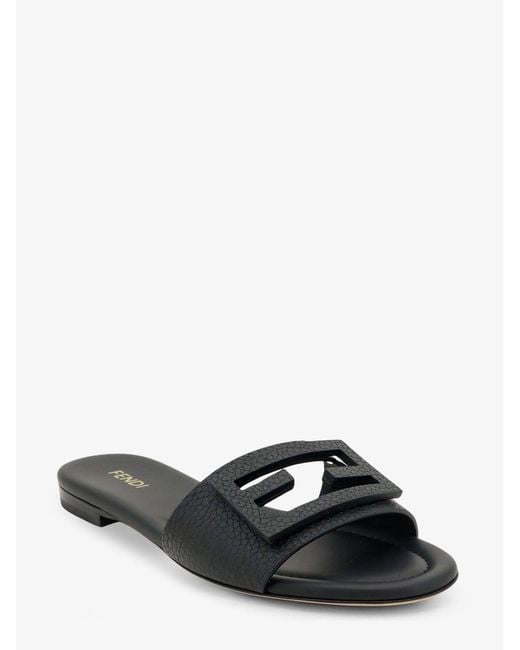 Fendi Black Leather Tube Sandals