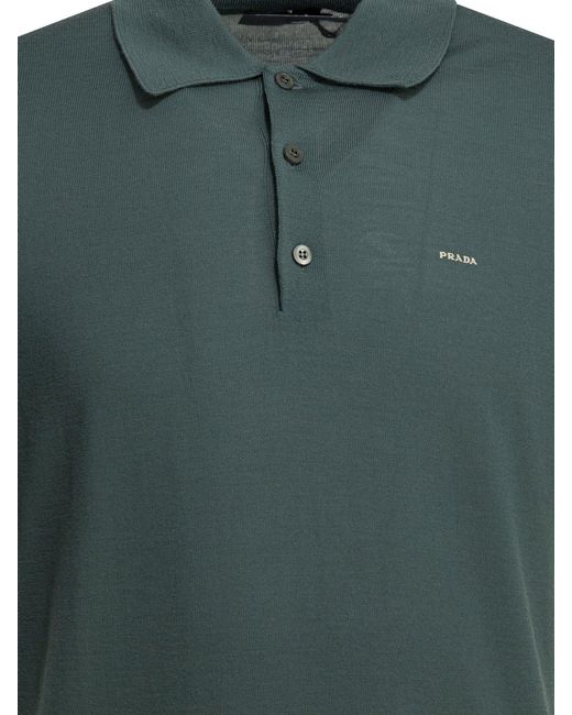 Prada Green Virgin Wool Knitwear for men
