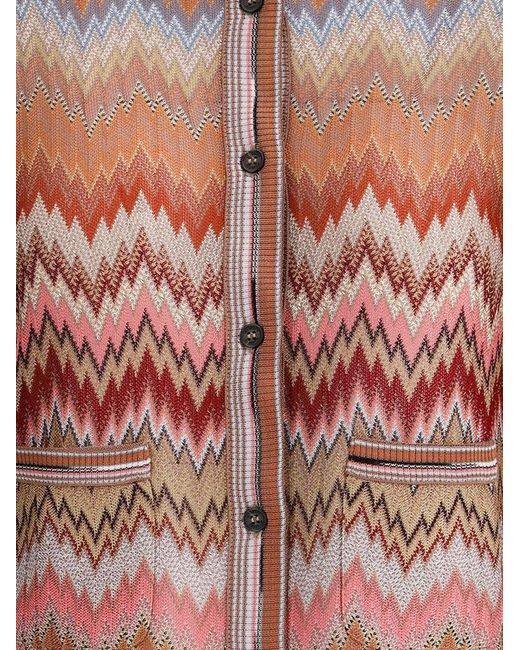 Missoni White Viscose Cardigan With Chevron Pattern