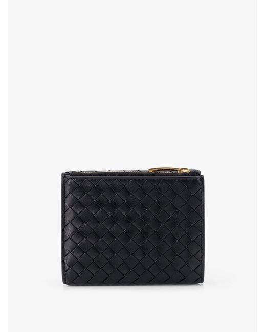 Bottega Veneta Black Bi-Fold Intrecciato Wallet With Zip