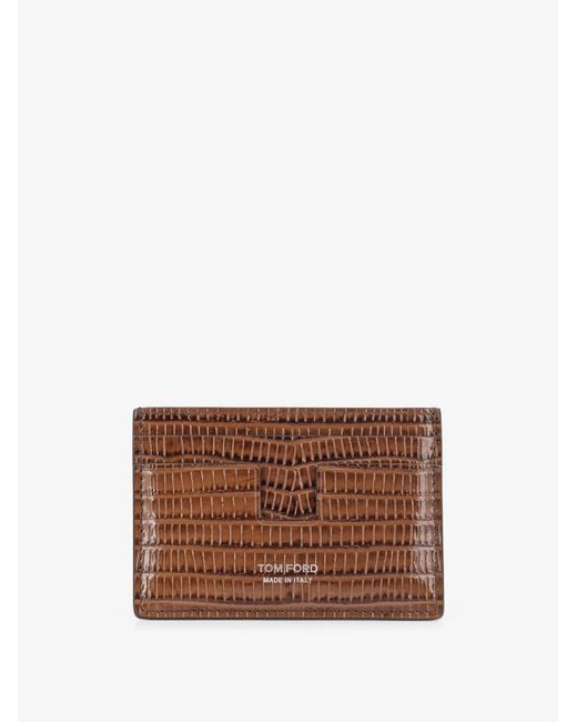 Tom Ford Brown Leather Card Holder for men
