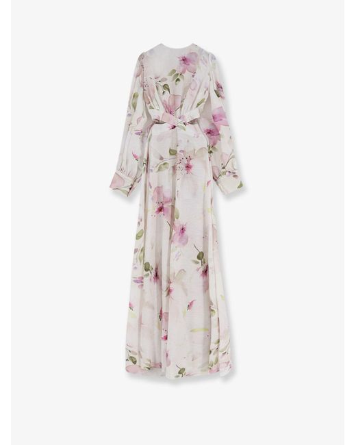 ACTUALEE White Linen And Cotton Long Dress