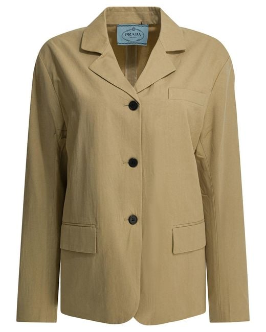 Prada Green Single-Breasted Cotton Blazer