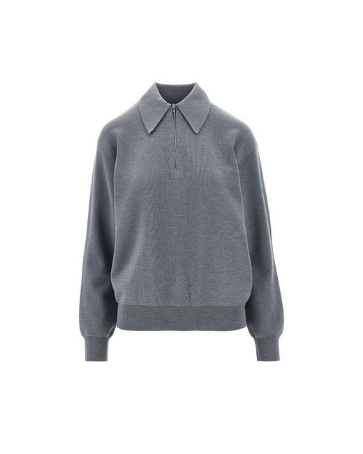 Phoebe Philo Gray Half-Zip Wool Sweater