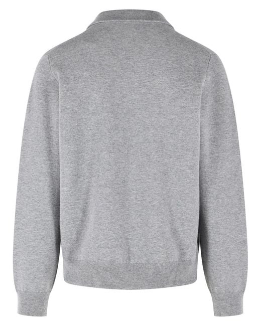 Lardini Gray Fine Knitted Wool Bomber Jacket for men