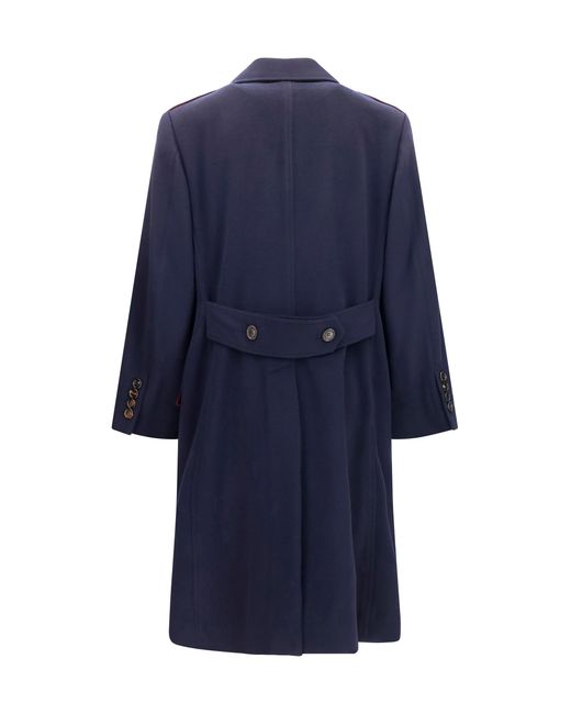 Brunello Cucinelli Blue Coat Double-Breasted Wool for men