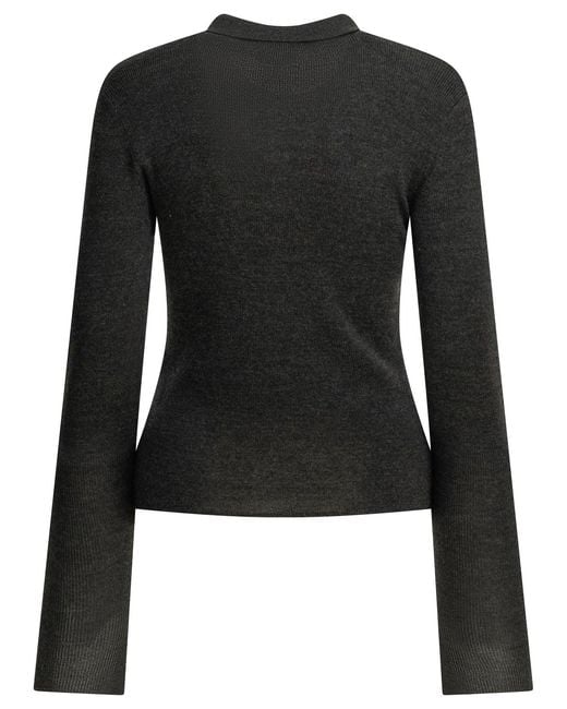 Ganni Black Logo Polo Sweater