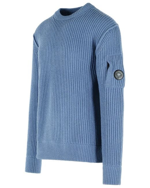 C P Company Blue Wool Blend Sweater for men