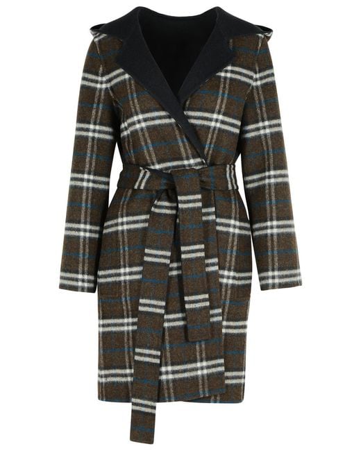 Burberry Black 'Hampshire' Reversible Wool Coat
