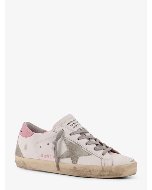 Golden Goose Deluxe Brand Pink Super Star Leather Sneakers With Side Logo
