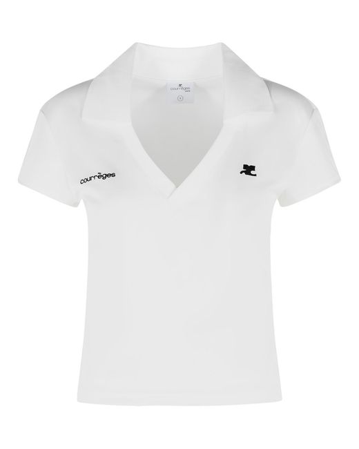 Courreges White Polyester Polo Shirt