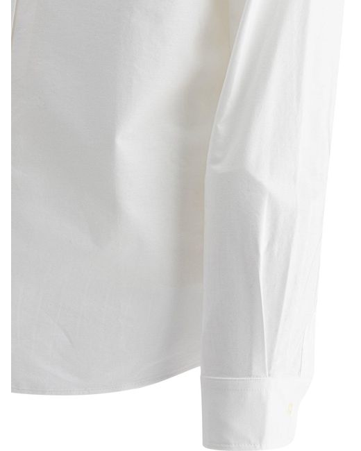 AMI White Heart Logo Embroidery Cotton Shirt for men