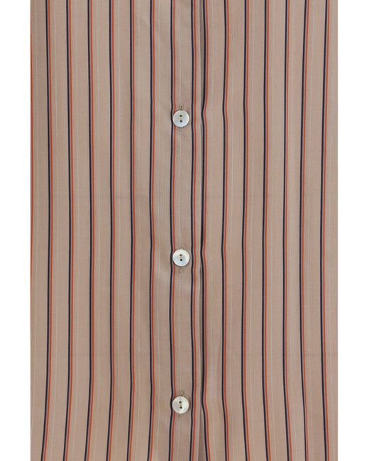 Kristina Ti Brown Silk Blend Striped Shirt Nude