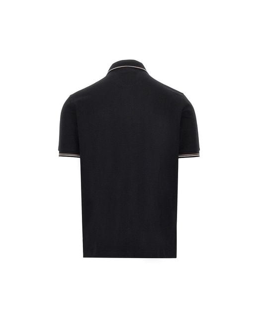 Emporio Armani Black Eagle Embroidery Stretch Piquet Polo Shirt for men