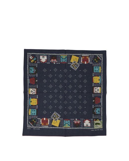 Kapital Blue "Kachina & Peckish Rainbowy" Scarf for men