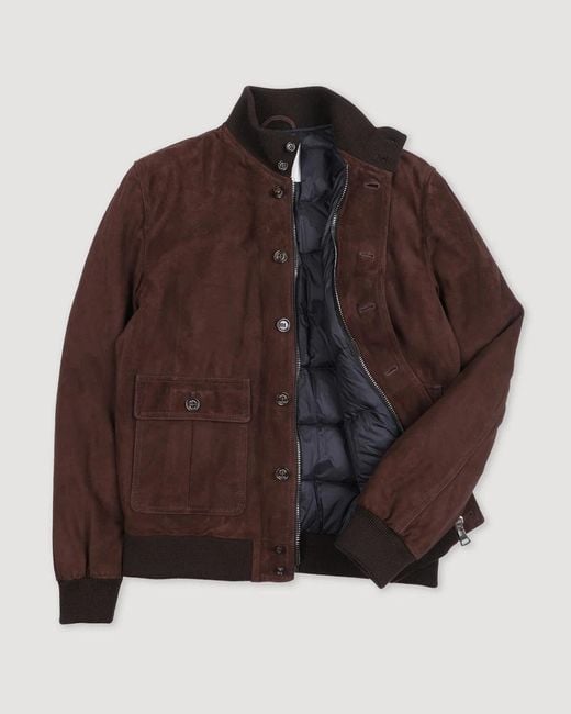 Valstar Brown Valastrino Padded Suede Jacket for men